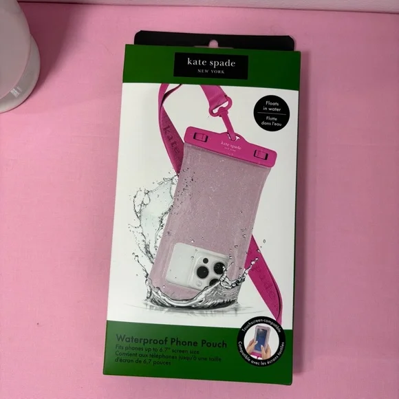 Kate Spade Pink Sparkle Waterproof Phone Pouch NWT
